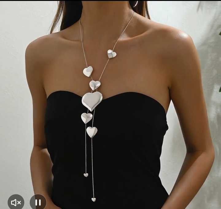 Дамско колие сребристо ново