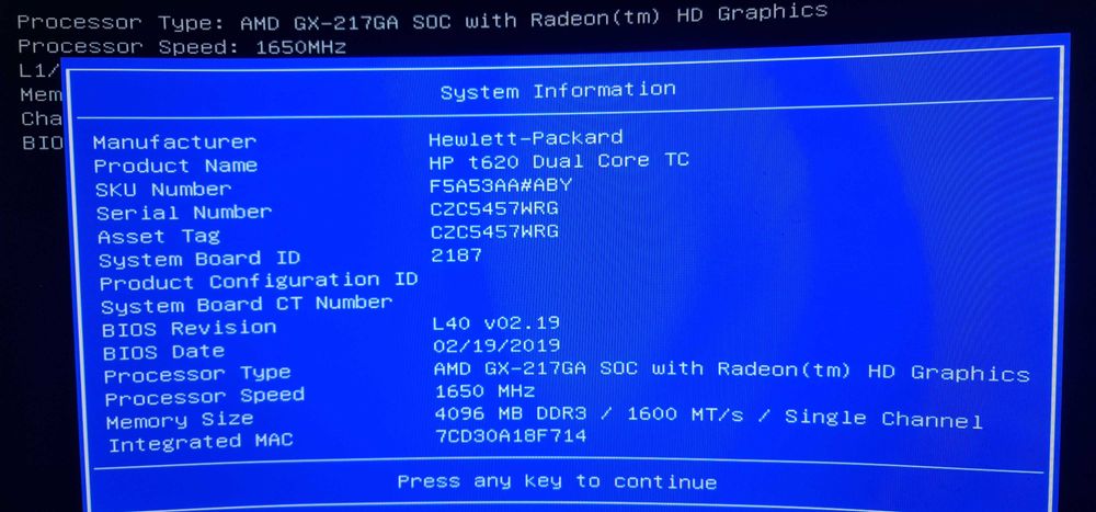 Mini PC HP t620 silent
