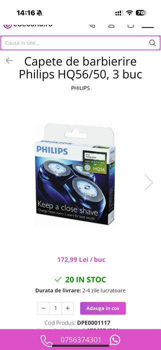 Capete de barbierire Philips HQ56/50, sigilate !