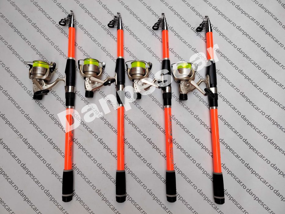 Set 4 Lansete Telescopice 3m+4 Mulinete Diamant LC540 si fir