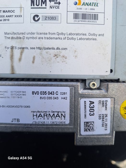 Unitate multimedia Audi A3 8V MIB High 3D Harman  8V0 035 043 C