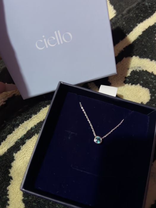 Колье с цирконом синего цвета Ciello 925 серебро чистое премиум