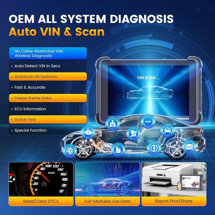THINKCAR THINKSCAN 689BT – Tester auto profesional multimarca cu limba romana, scanner bidirectional Bluetooth, ecran 8"