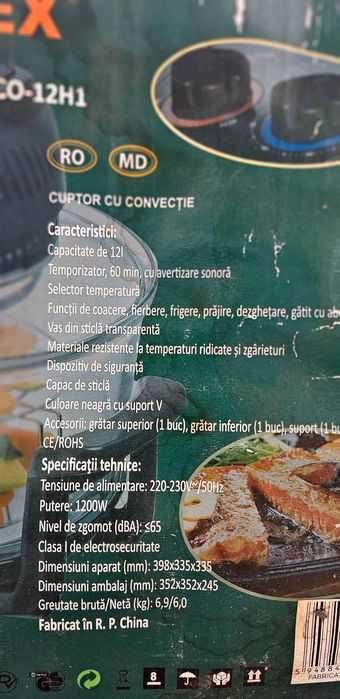 Cuptor cu convectie VORTEX, grătar superior, grătar inferior, suport