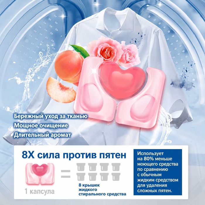 Капсулы BLOOM WASH 3 in 1 средство для стирке всех типов тканей
