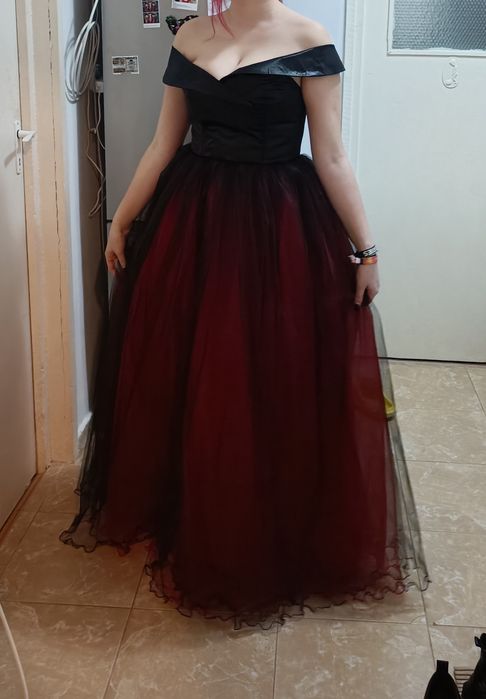 Rochie ocazie/ majorat, negru cu rosu