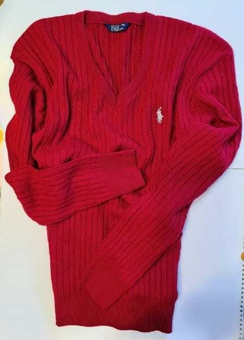 мъжки пуловер Polo Ralf Lauren червен V яка