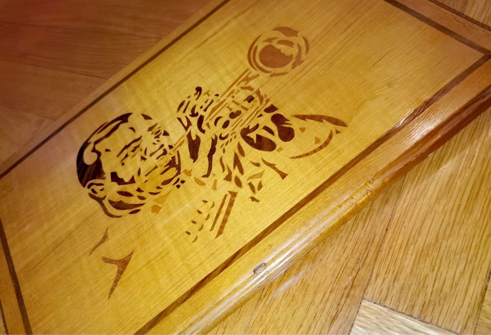 Антикварна картина дървена интарзия на Луис Армстронг ръчна изработка