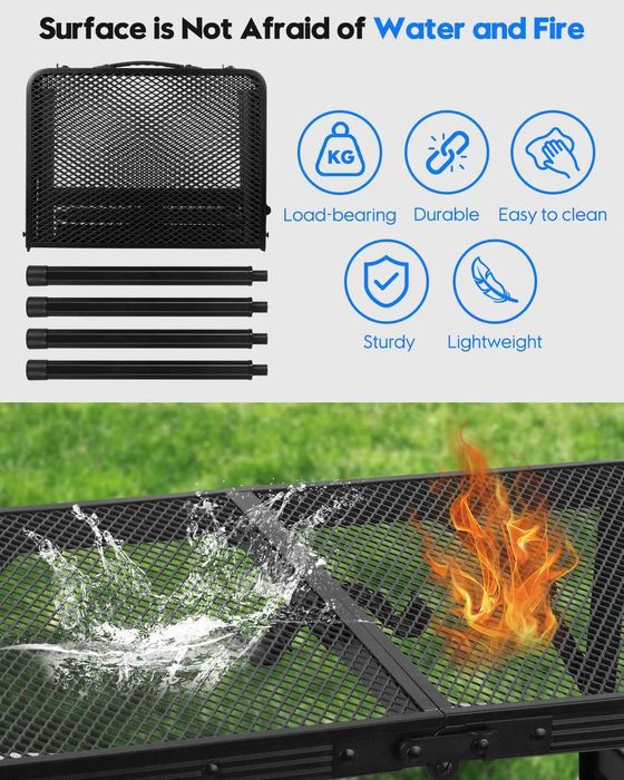 MSDADA сгъваема алуминиева маса за къмпинг 60x40 см черна