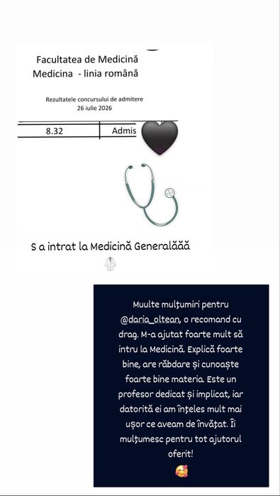 Meditații Admitere Medicină 2027–2028 | Pregătire personalizată | Online & Târgu-Mureș