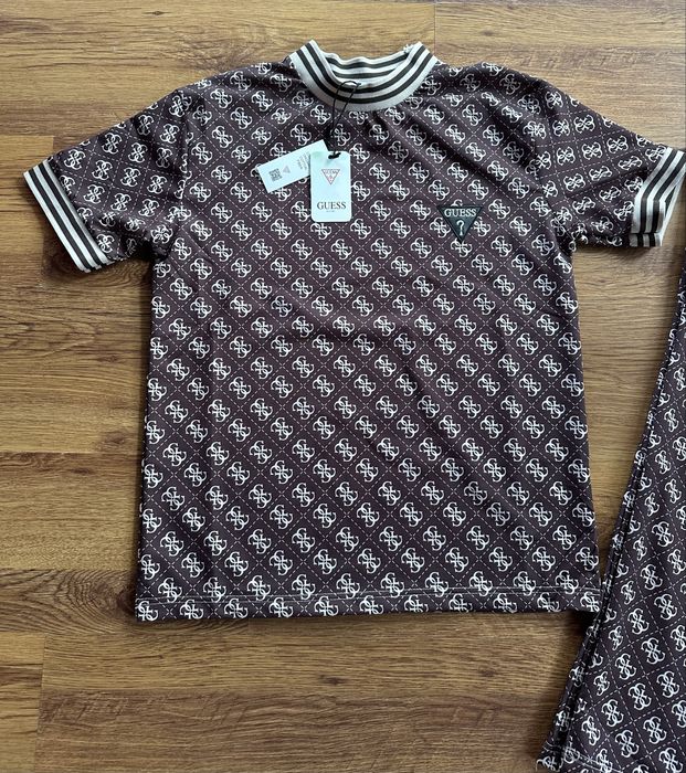 Дамски,памучен комплект GUESS в кафяво