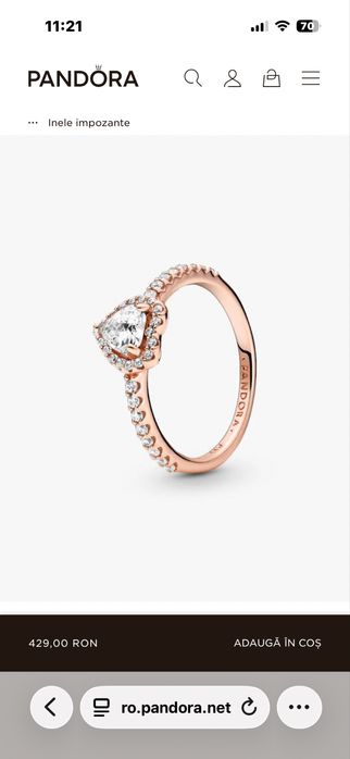 inel pandora inima marime 52