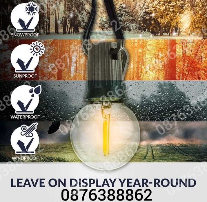 Външни лампи Светлинна верига от 20бр. Лед крушки за декорация