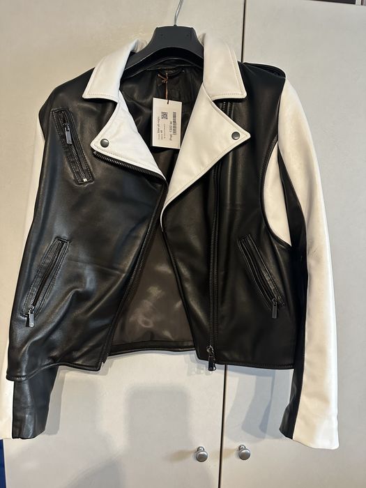 Geacă din piele ovine ZXS black and white