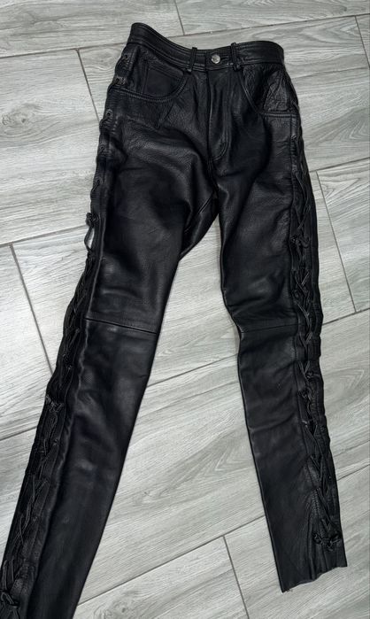 Pantaloni moto chopper cu șnur pe margine