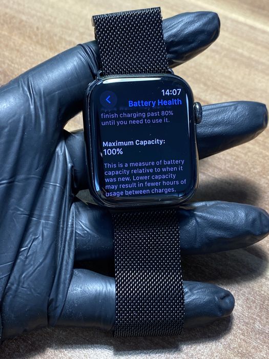 Apple Watch Seria 7 Stainless Steel/45 mm /Black/Sănătate baterie 100%