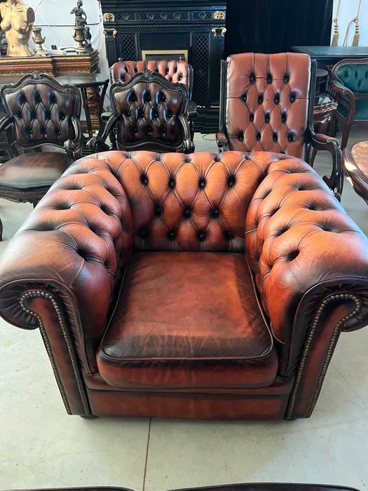Fotoliu Chesterfield/piele naturala!