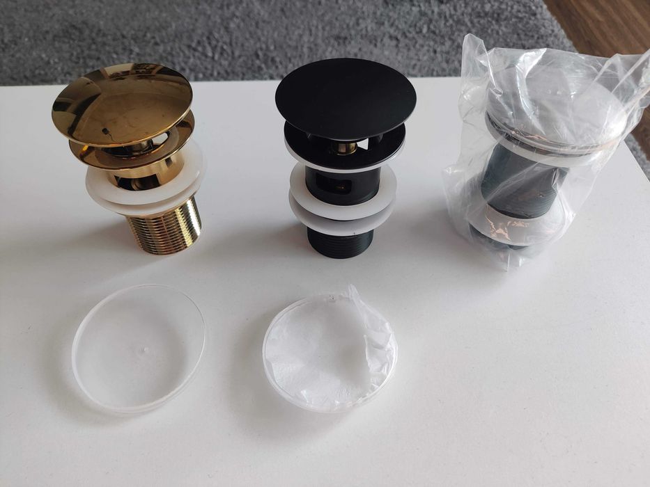 Supapa (ventil) lavoar click-clack cu preaplin negru si auriu