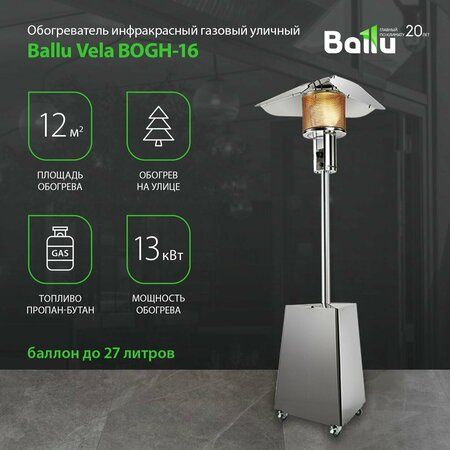 Газовые инфракрасные обогреватели Ballu Vela BOGH-16