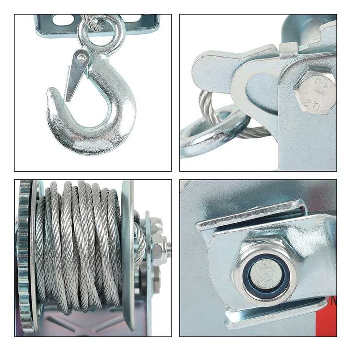 600 LBS Ръчна лебедка 250 кг със стоманено въже 8 метра и спирачка