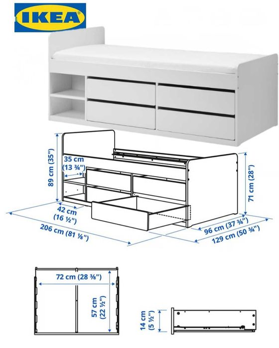 Vând pat Ikea 90x200 cu saltea inclusă, impecabil,preț 900ron.