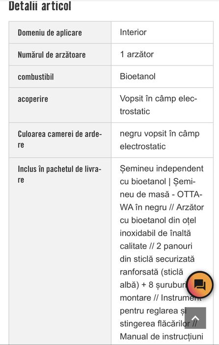 Semineu de masa cu bioetanol