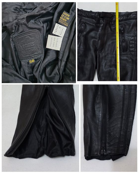Pantaloni profi moto, ATV, Streetline, din piele naturală cu protecții incluse, marimea 58 (un XL/XXL) Handmade