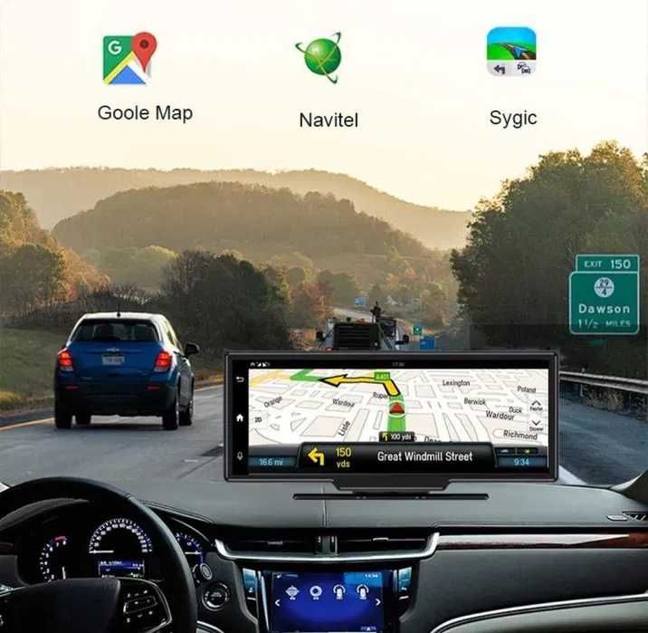 10.25'' монитор CarPlay Android Auto DVR камера за задно виждане GPS