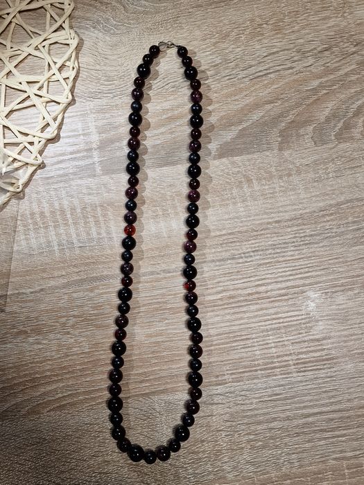 Огърлица от Черен Турмалин,Червен Гранат,Шунгит и Чери Кехлибар