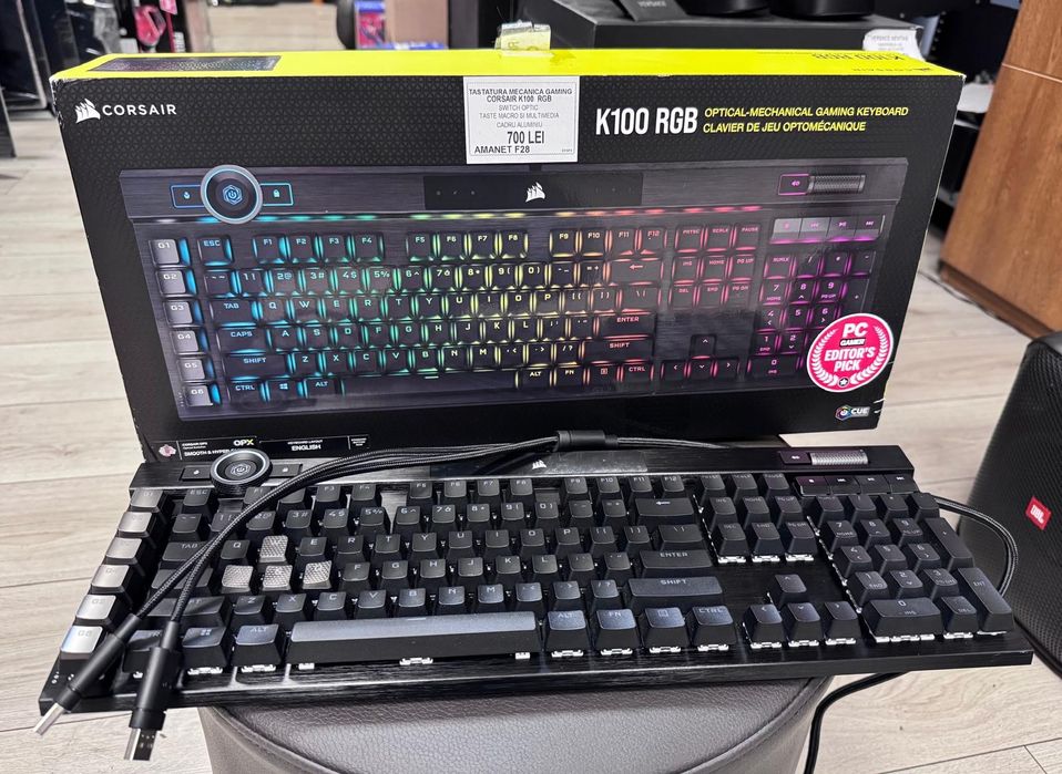 Amanet F28:Tastatura mecanica gaming Corsair K100 RGB switch optic