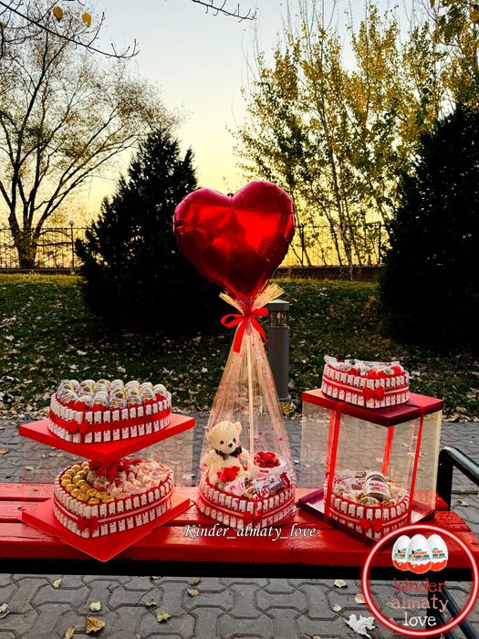 Подарок девушке, киндер, киндер торт, сладкий бокс