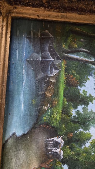 Tablou vechi pictat in ulei 60-80 cm
