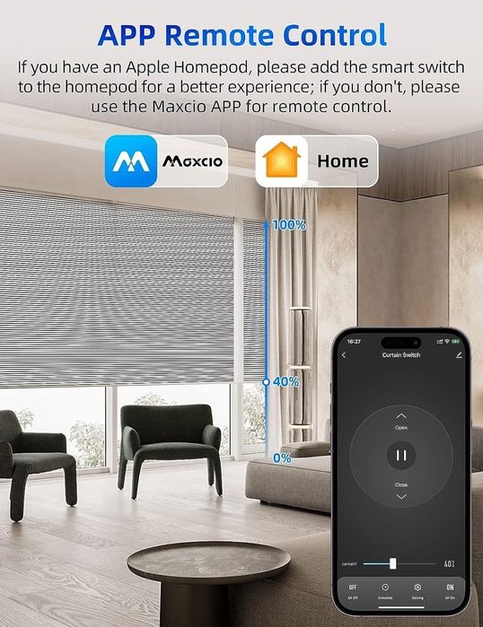 Kit 4x intrerupatoare, comutatoare Maxcio smart jaluzele, perdele