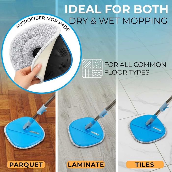Set Mop Profesional cu găleată și sistem inteligent de separare a apei curate de cea murdară. Ideal pentru curățenie rapidă și eficientă
