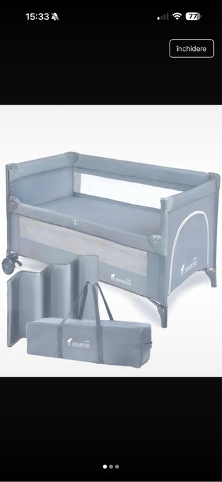 Pătuț pliant voiaj bebeluși – Gri