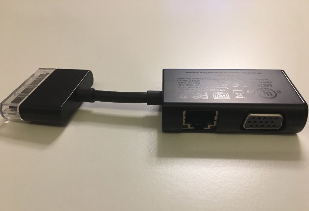 HP Dock Connector to Ethernet and VGA Adapter