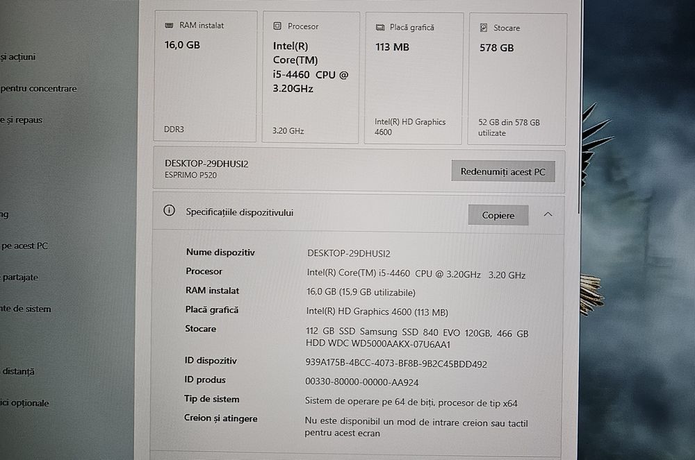 Unitate PC Fujitsu i5-4460 16Gb Ram Ssd-120Gb+Hdd-500Gb Windows