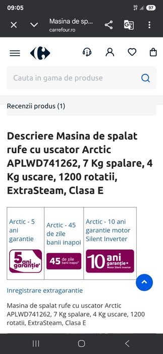 Masina de spalat haine Arctic cu Uscător