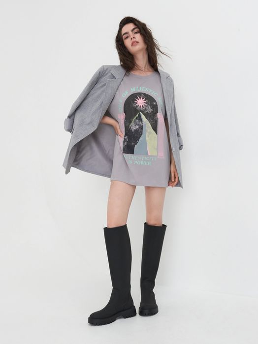Tricou gri oversize Sinsay