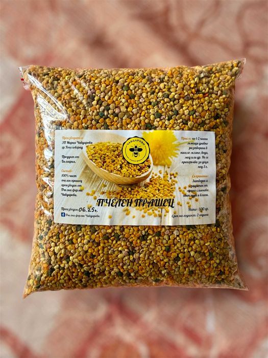 Пчелен прашец, клеева тинктура, клей/прополис, пчелен мед и продукти