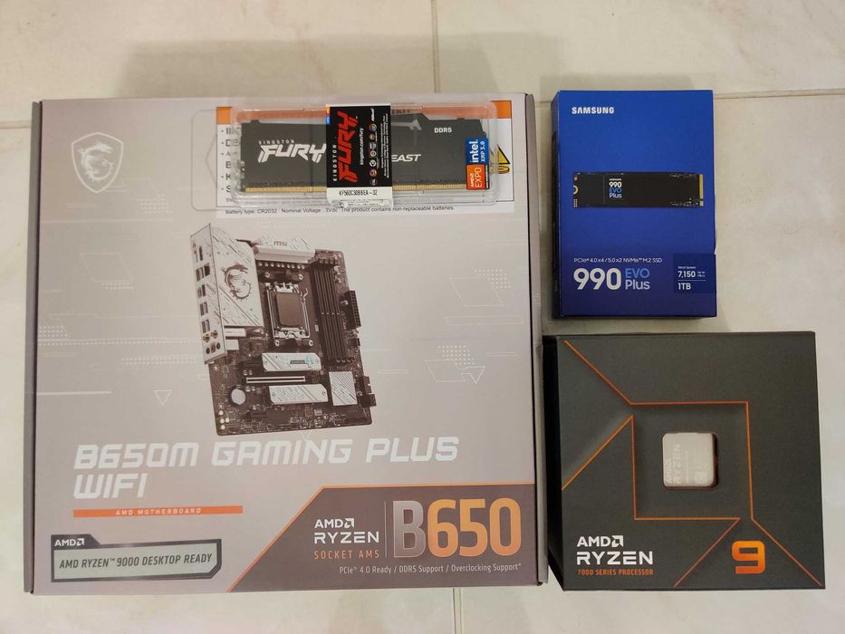 Комбо процесор Ryzen 7950X+дъно B650+рам 32GB+ssd 1TB