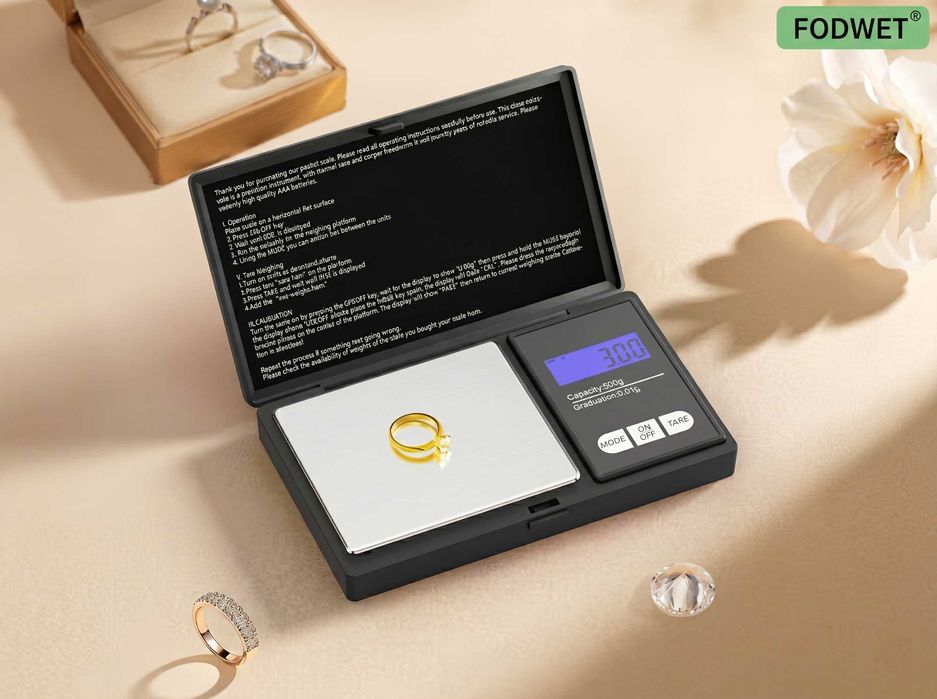 Дигитална везна 500g 0.01g прецизно джобно бижутерско микро кантарче точно измерване
