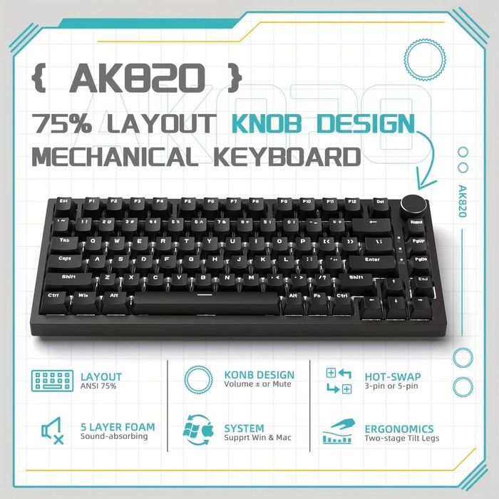 URGENT Tastatura Mecanica Ajazz AK820 75% - noua nefolosita