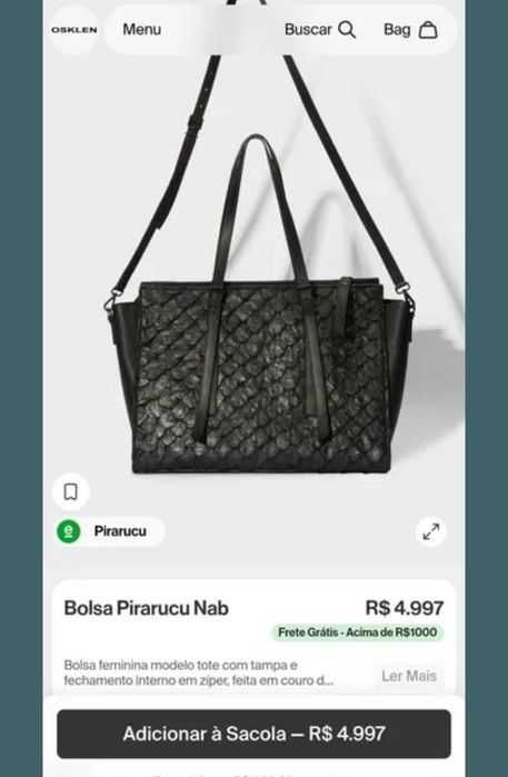 Geanta din piele naturala, pirarucu, Osklen