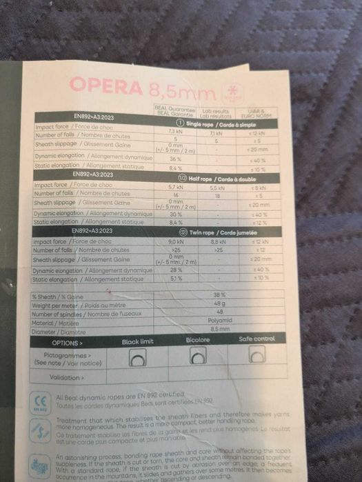 Coarda Beal Opera 8,5mm Golden Dry 65m