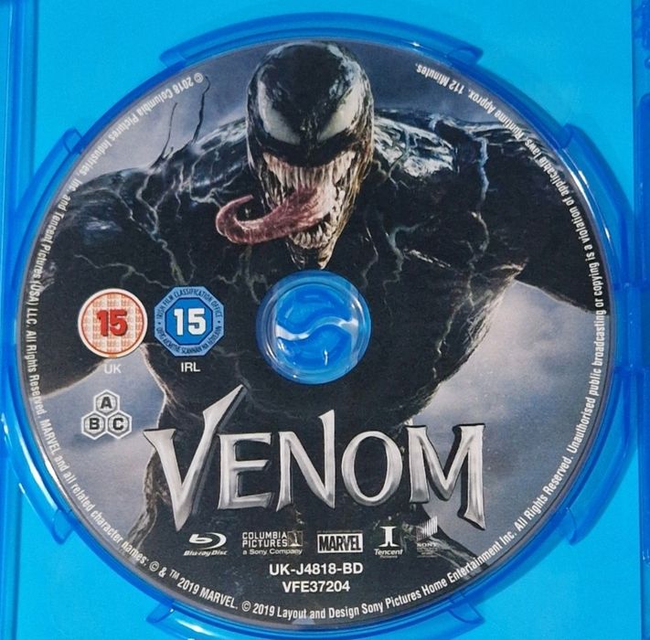 Venom BLU RAY Starring Tom Hardy
