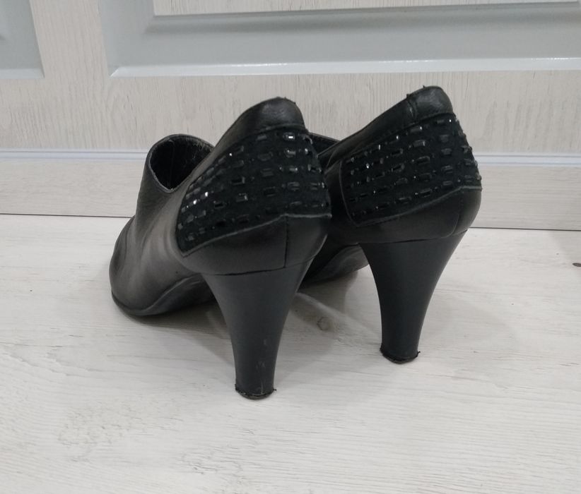 Туфли, ботильоны черные, кожаные