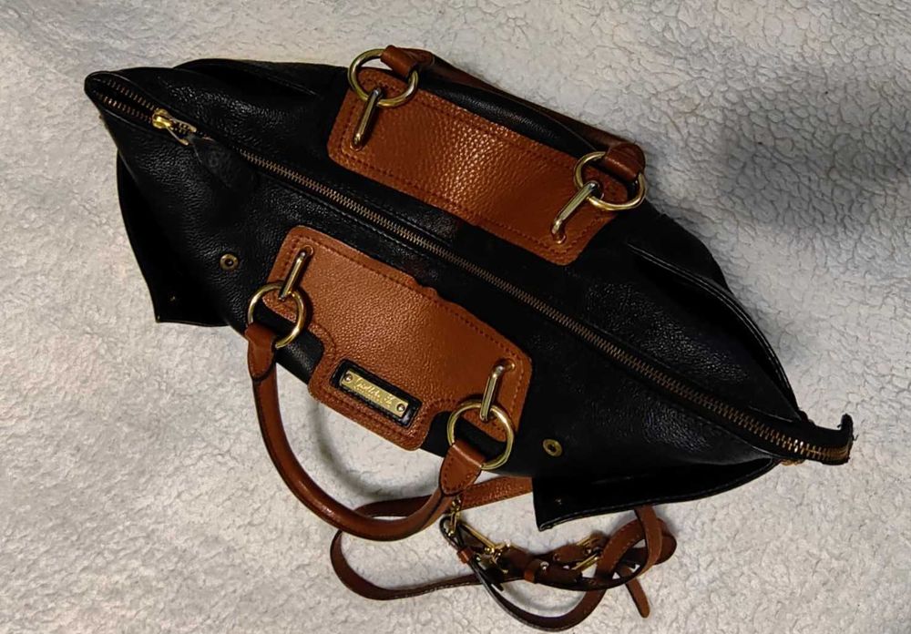 Geanta supradimensionata dama mana piele naturala neagra maro Musette