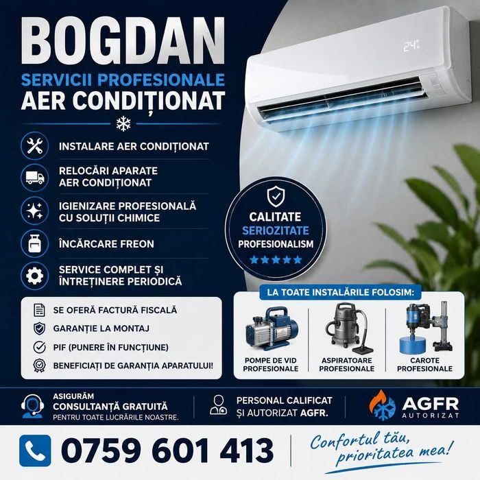 Instalare Aer Conditionat, Montaj, Igienizare, Incarcare freon