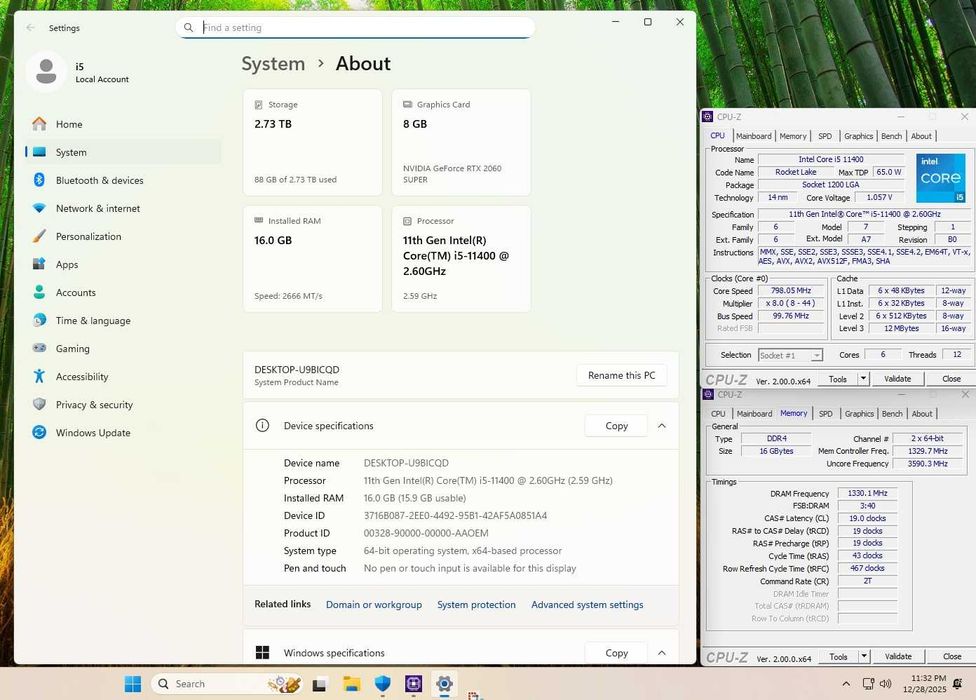 Unitate PC Intel i5 11400+16Gb DDR4+nVidia RTX 2060 Super 8Gb+SSD 1Tb
